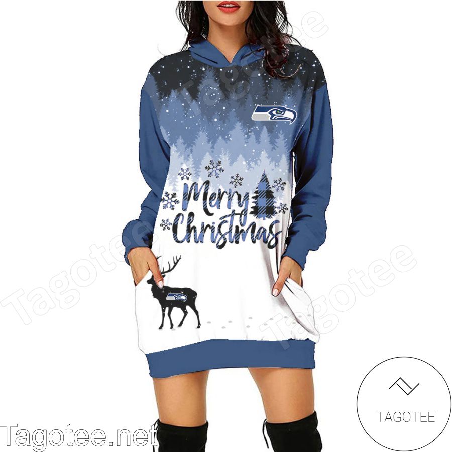 Seattle Seahawks NFL Merry Christmas Women Hoodie Dress