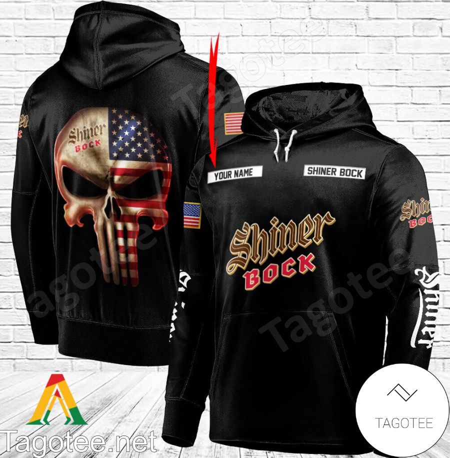 Shiner Bock Beer Punisher Skull USA Flag Personalized Hoodie