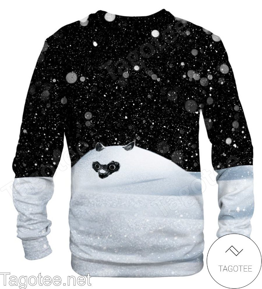 Snow Cat Cocaine Everywhere Black Ugly Christmas Sweater Sweatshirt a