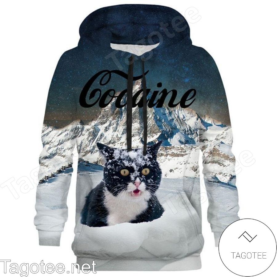 Snow Mountain Cat Cocaine Hoodie