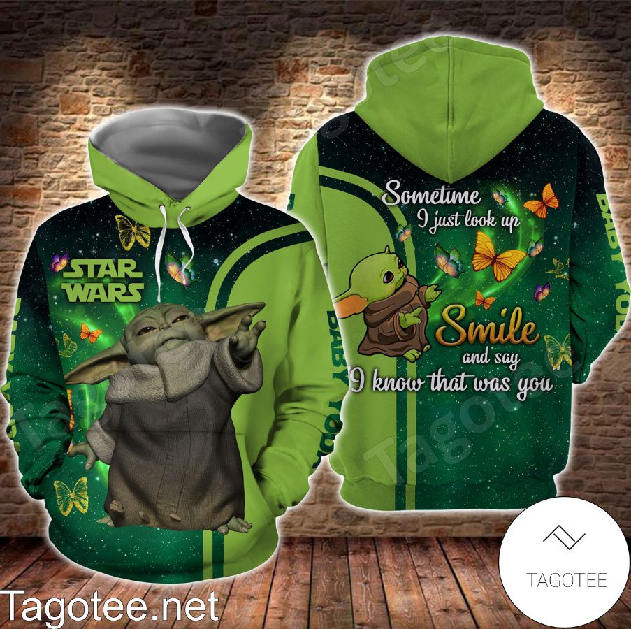 Star Wars Baby Yoda Sometime I Just Look Up Smile And Say I Know That Was You Shirt, Tank Top And Leggings a