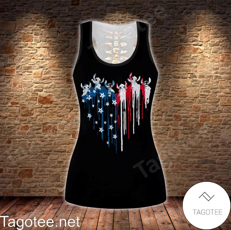 Stitch American Flag Heart 4th July Shirt, Tank Top And Leggings a