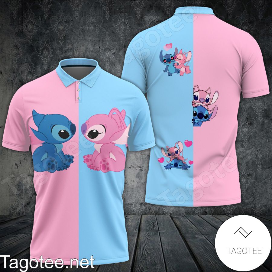 Stitch And Angel Blue And Pink Shirt, Tank Top And Leggings a