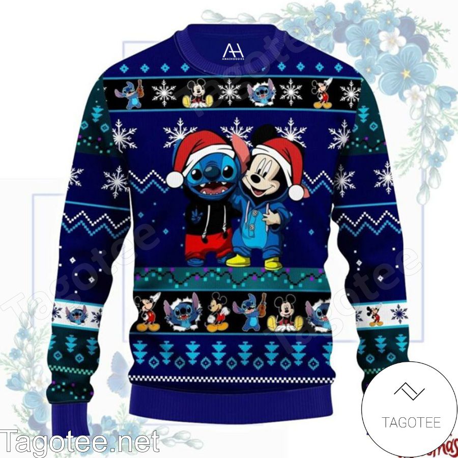 Stitch And Mickey Mouse Ugly Christmas Sweater