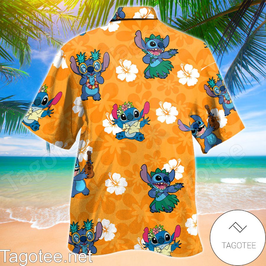 Stitch Hibiscus Hawaiian Shirt a