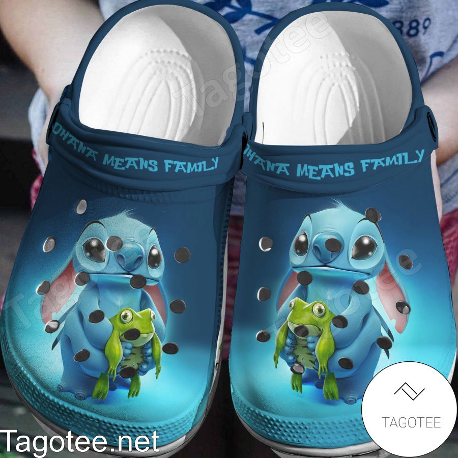 Stitch Hug Frog Ohana Means Family Crocs Clogs