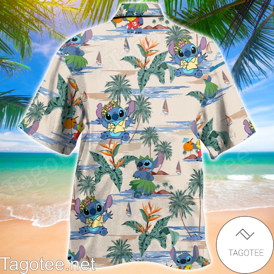 Stitch On Beach Hawaiian Shirt a