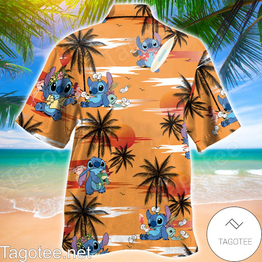 Stitch Sunset Hawaiian Shirt a