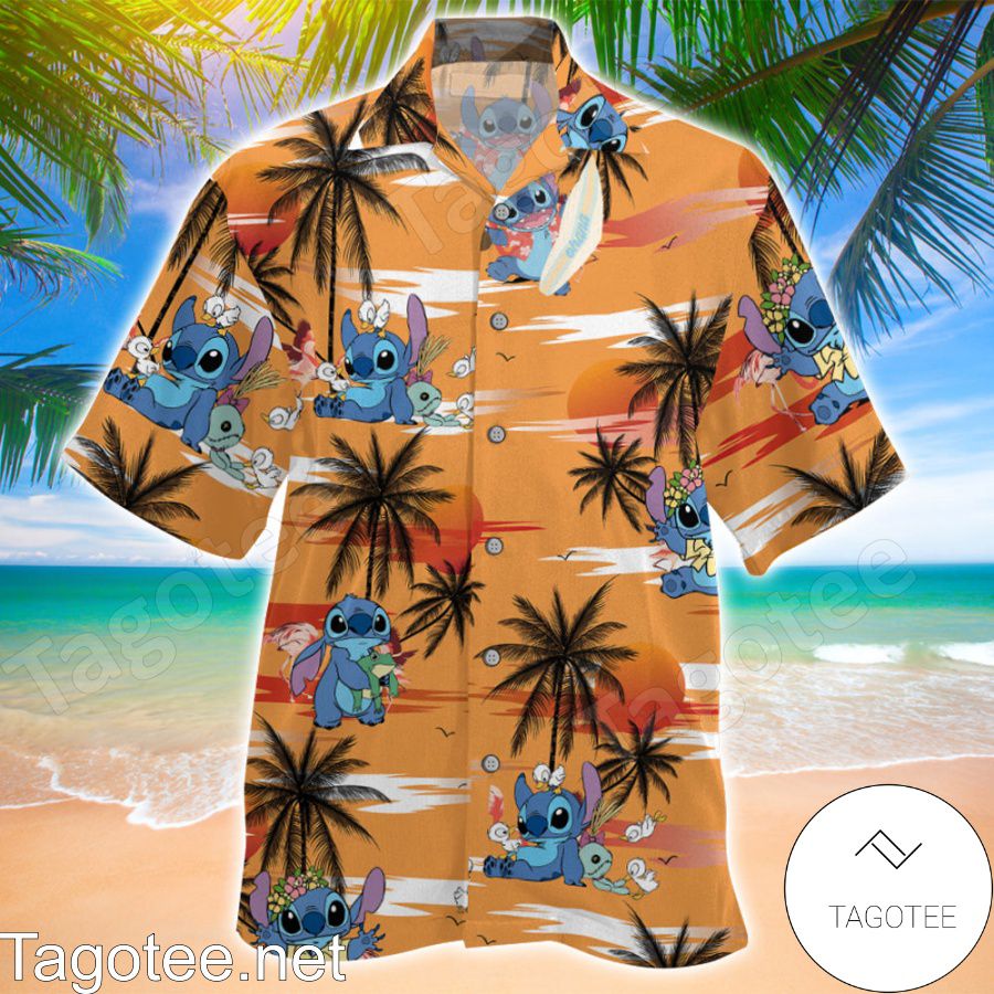 Stitch Sunset Hawaiian Shirt