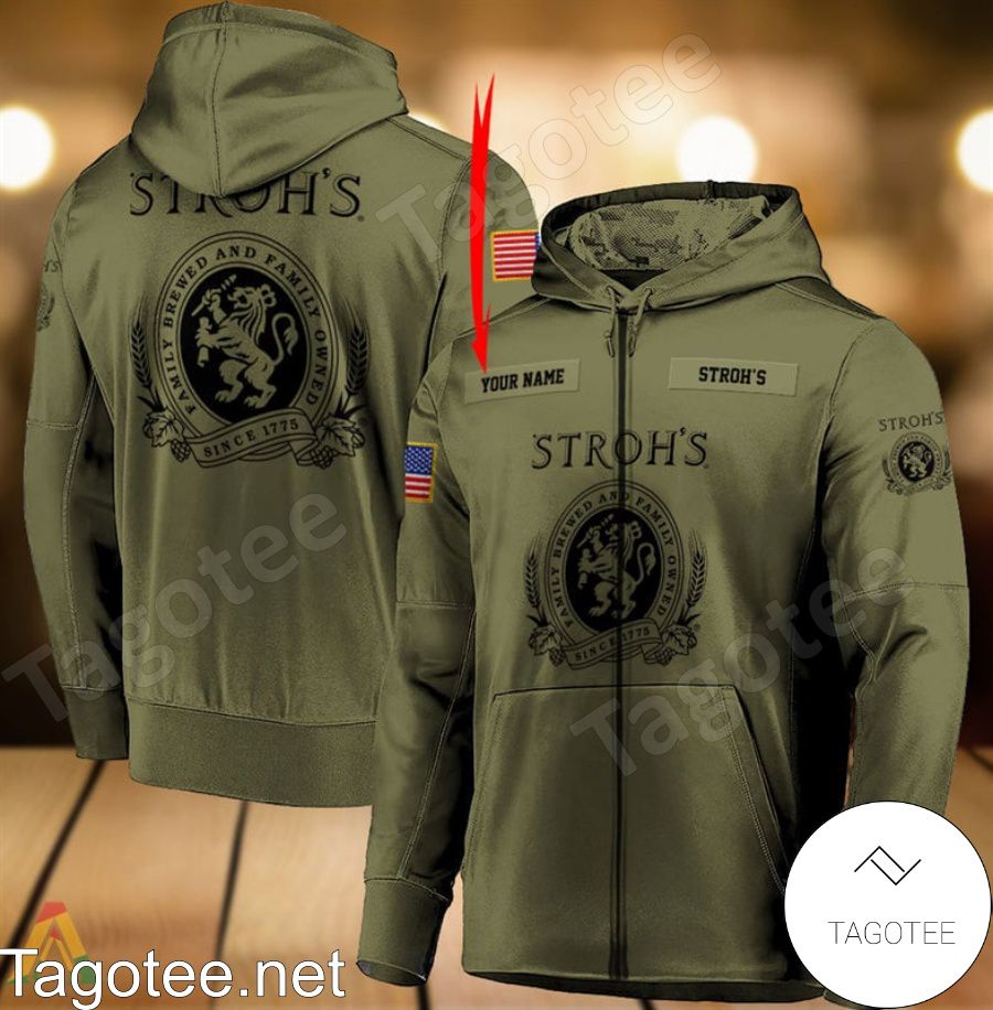 Stroh's Beer Military Green Personalized Hoodie a