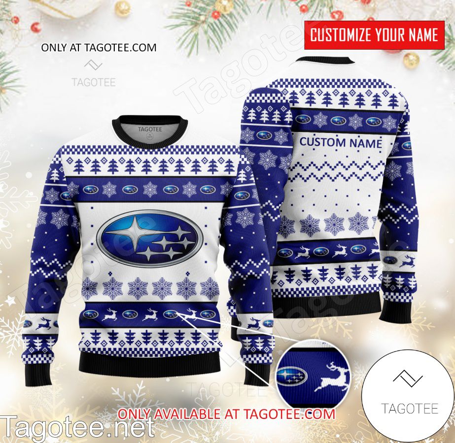 Subaru Logo Personalized Ugly Christmas Sweater - EmonShop