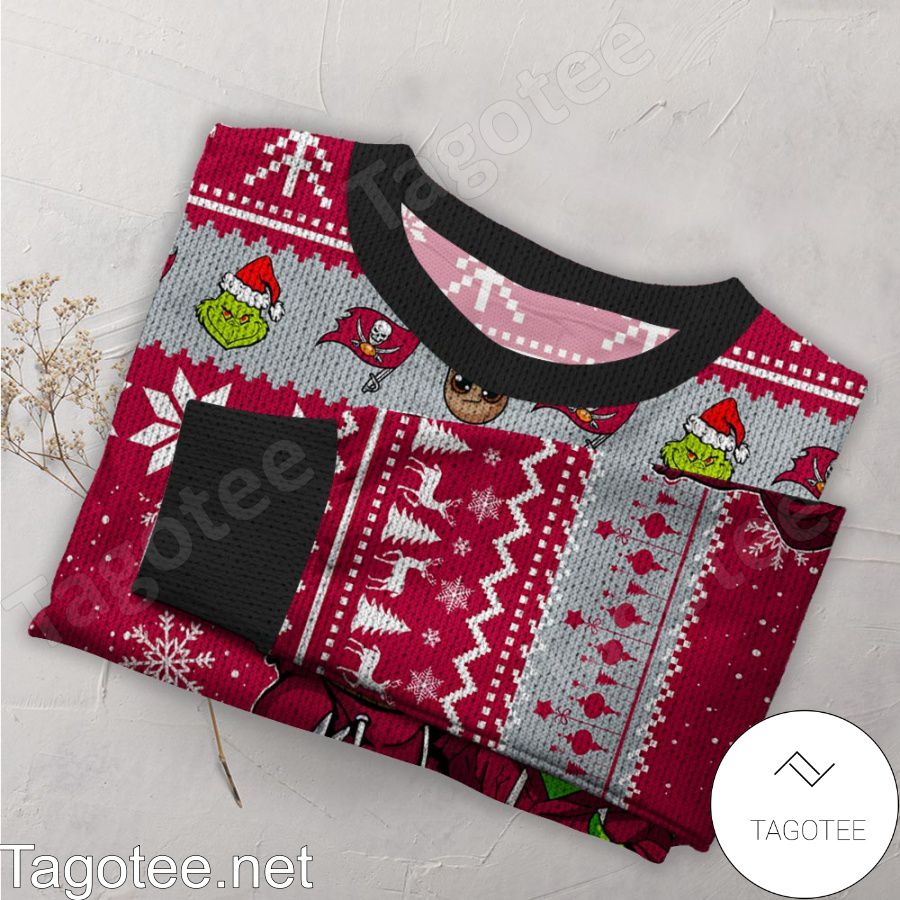 Tampa Bay Buccaneers Baby Groot And Grinch NFL Ugly Christmas Sweater a