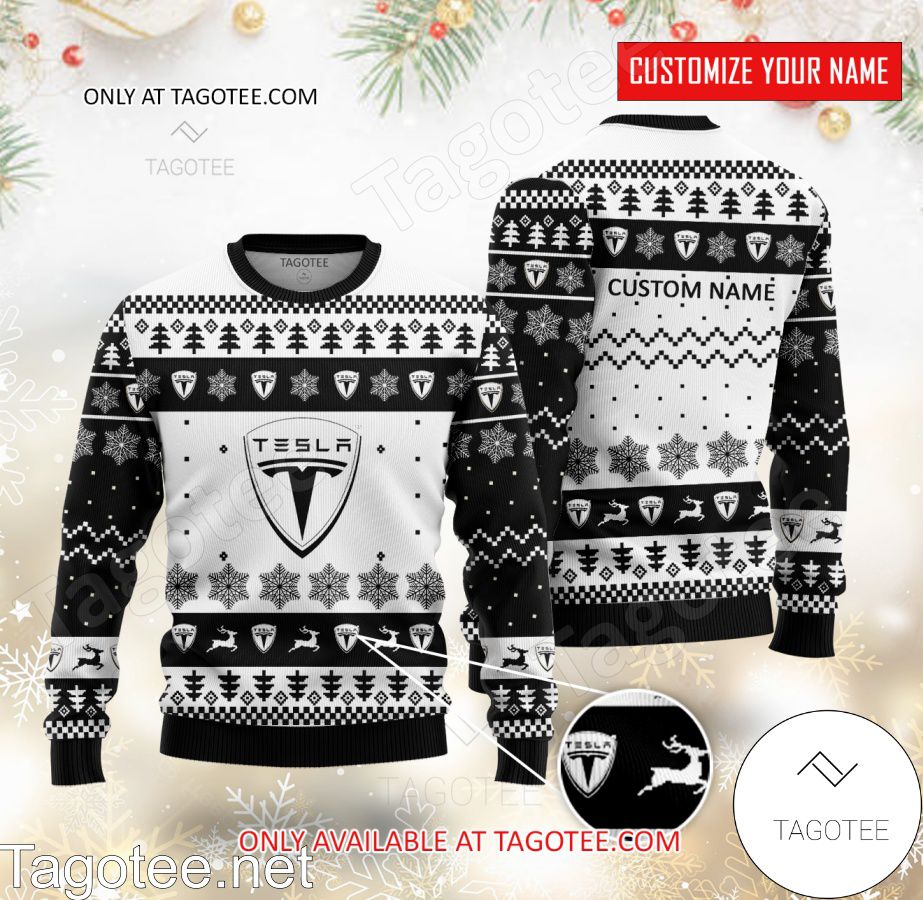 Tesla Motors Logo Personalized Ugly Christmas Sweater - EmonShop