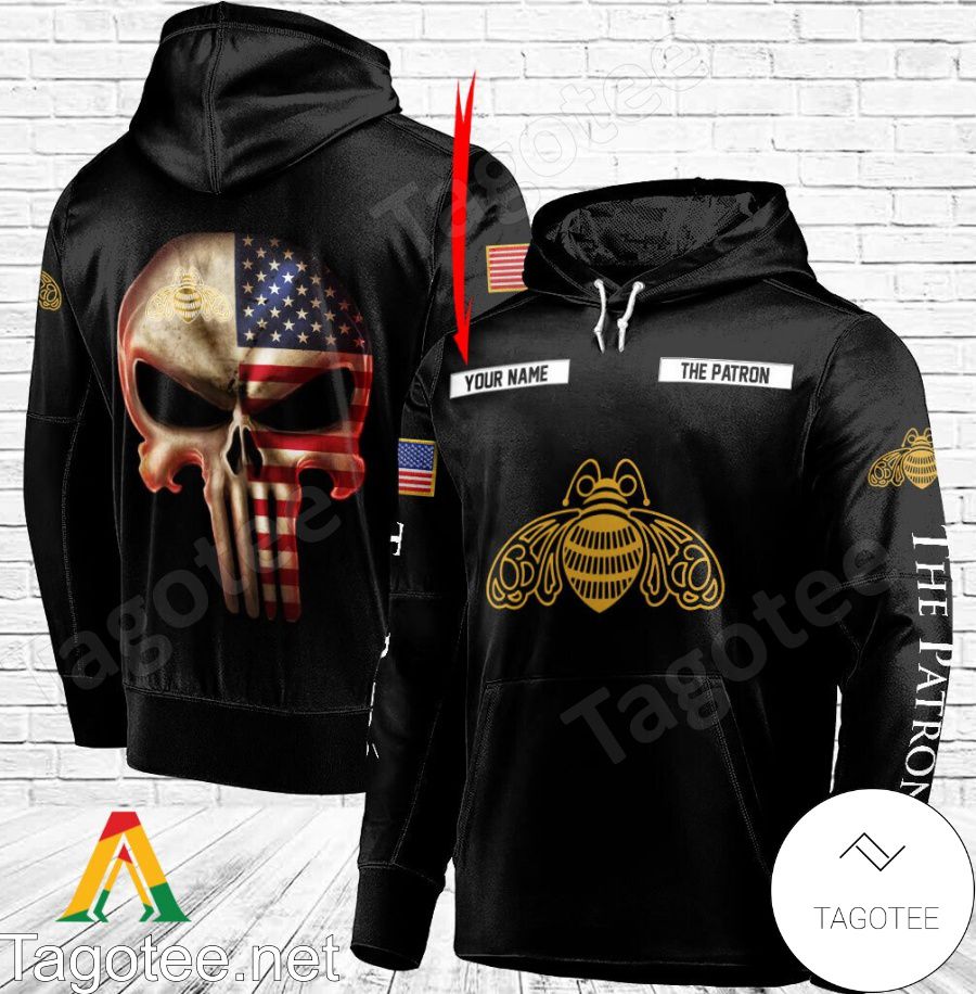 The Patron Punisher Skull USA Flag Personalized Hoodie