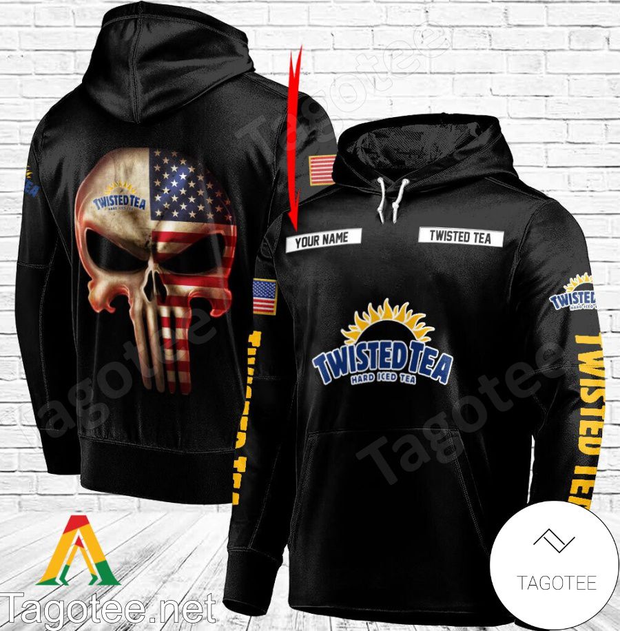 Twisted Tea Punisher Skull USA Flag Personalized Hoodie