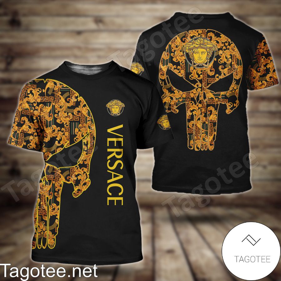 Versace Baroque Greek Key Skull Shirt