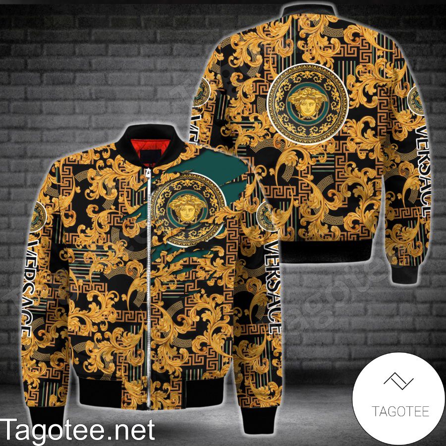 Versace Golden Baroque Pattern Bomber Jacket