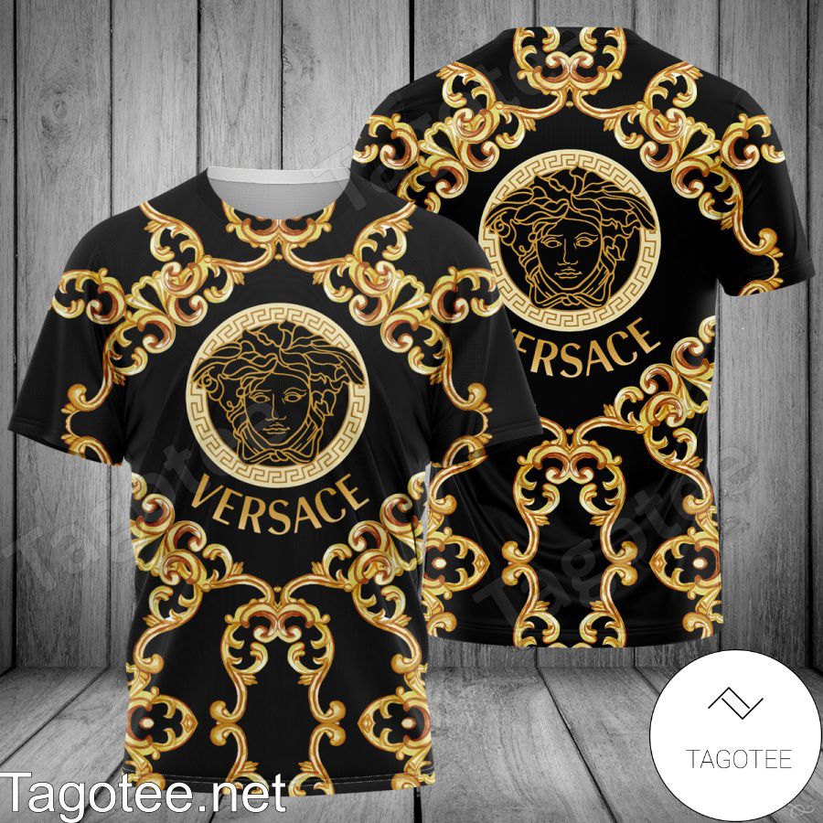 Versace Medusa Logo Baroque Black Gold Shirt