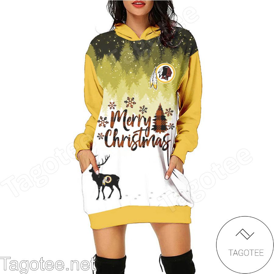 Washington Commanders NFL Merry Christmas Women Hoodie Dress