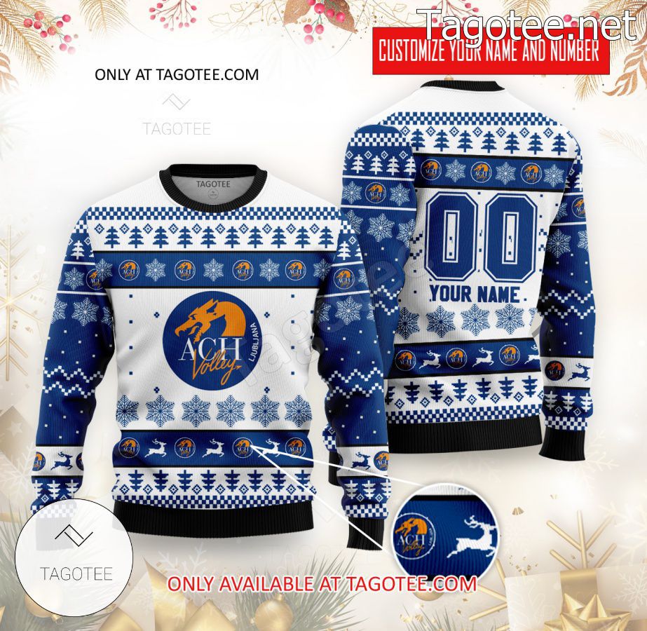 ACH Ljubljana Volleyball Custom Ugly Christmas Sweater - BiShop