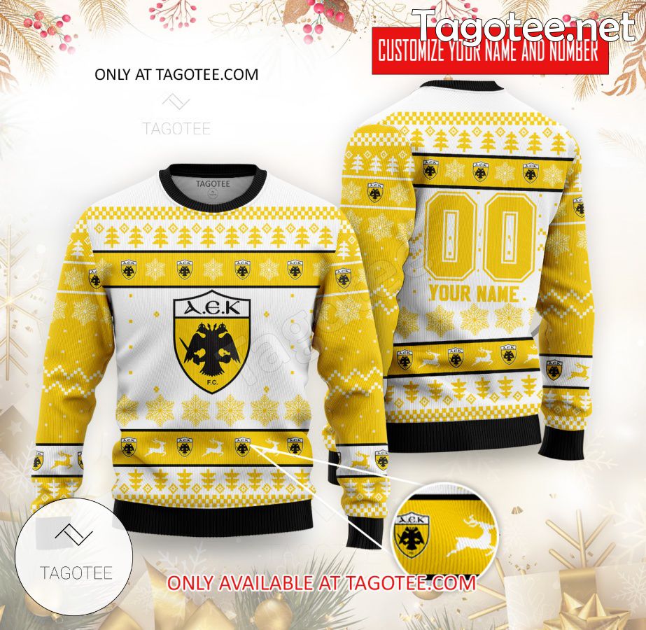 AEK Athens Custom Ugly Christmas Sweater - EmonShop