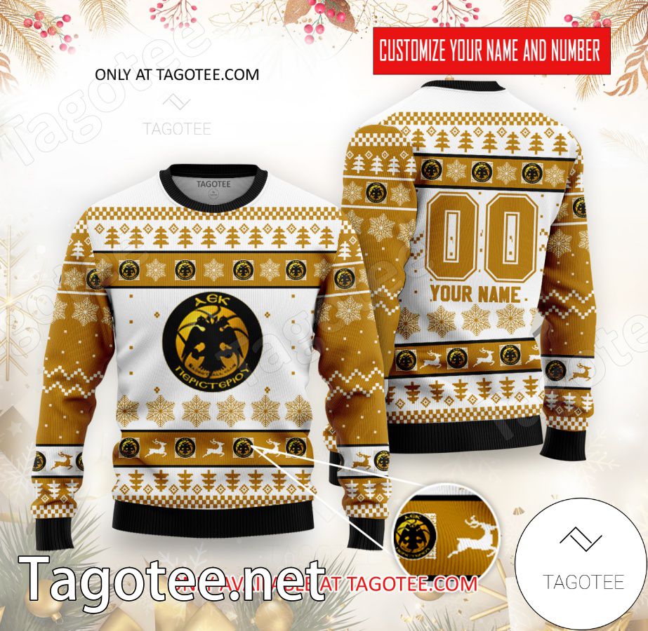 AEK Peristeriou Women Custom Ugly Christmas Sweater - BiShop