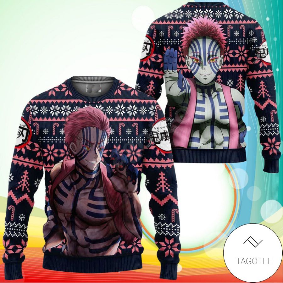 Akaza Anime Demon Slayer Xmas Ugly Christmas Sweater