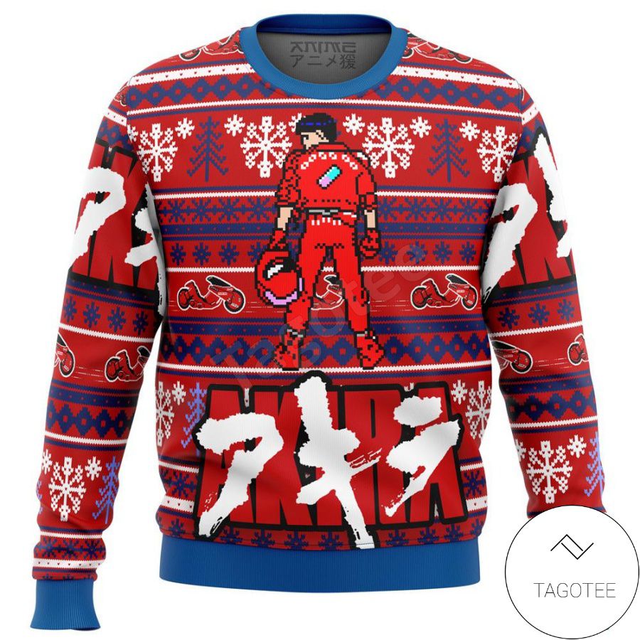 Akira Kaneda Akira Alt Premium Text Manga Anime Xmas Ugly Christmas Sweater