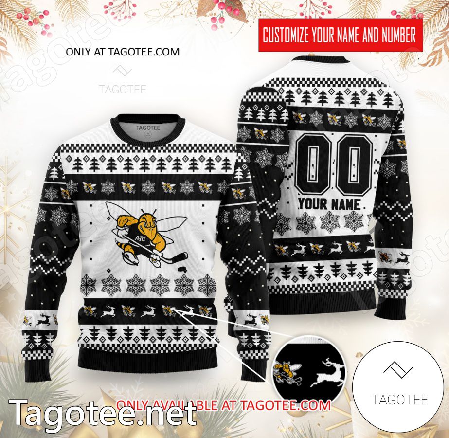 American International Hockey Custom Ugly Christmas Sweater - BiShop