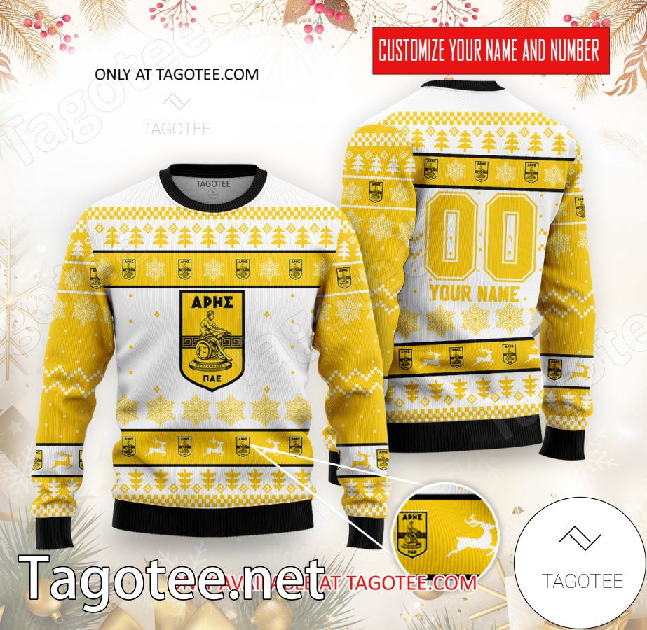 Aris Thessaloniki Custom Ugly Christmas Sweater - BiShop