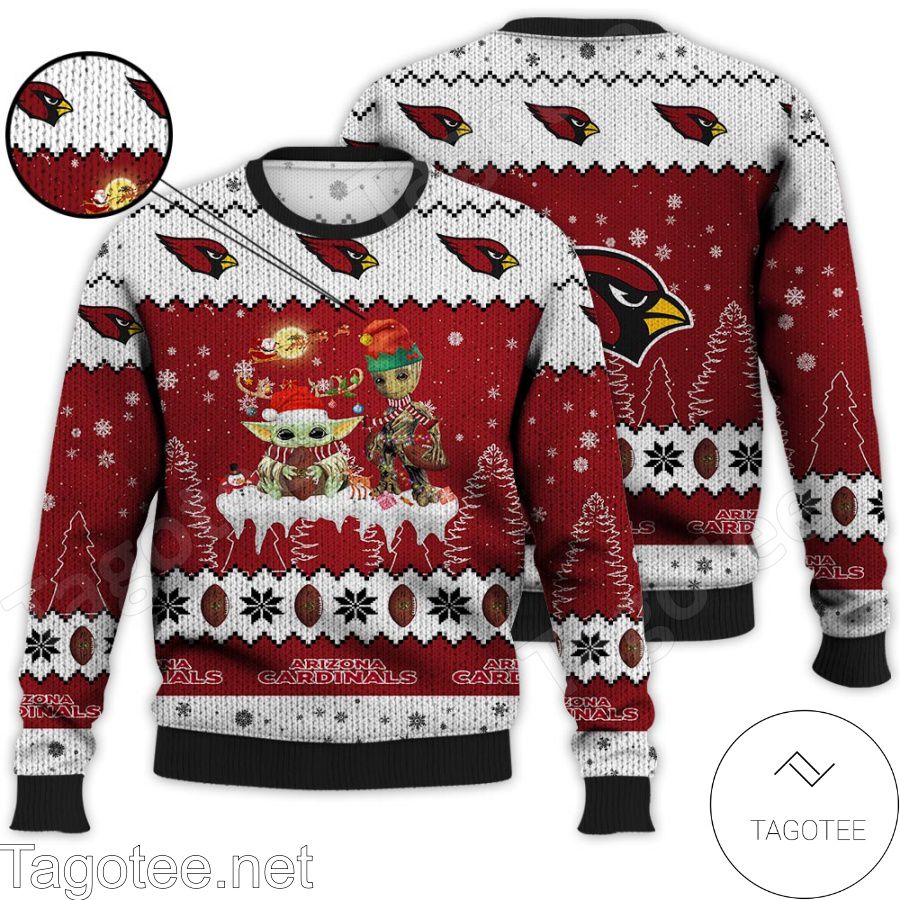 Arizona Cardinals NFL Baby Yoda And Baby Groot Ugly Christmas Sweater