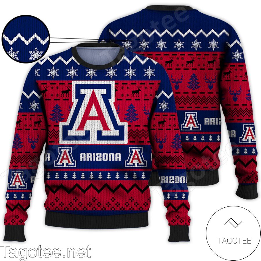 Arizona Wildcats NCAA Football Knit Pattern Ugly Christmas Sweater