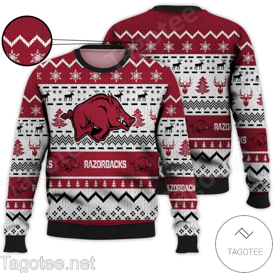 Arkansas Razorbacks NCAA Football Knit Pattern Ugly Christmas Sweater