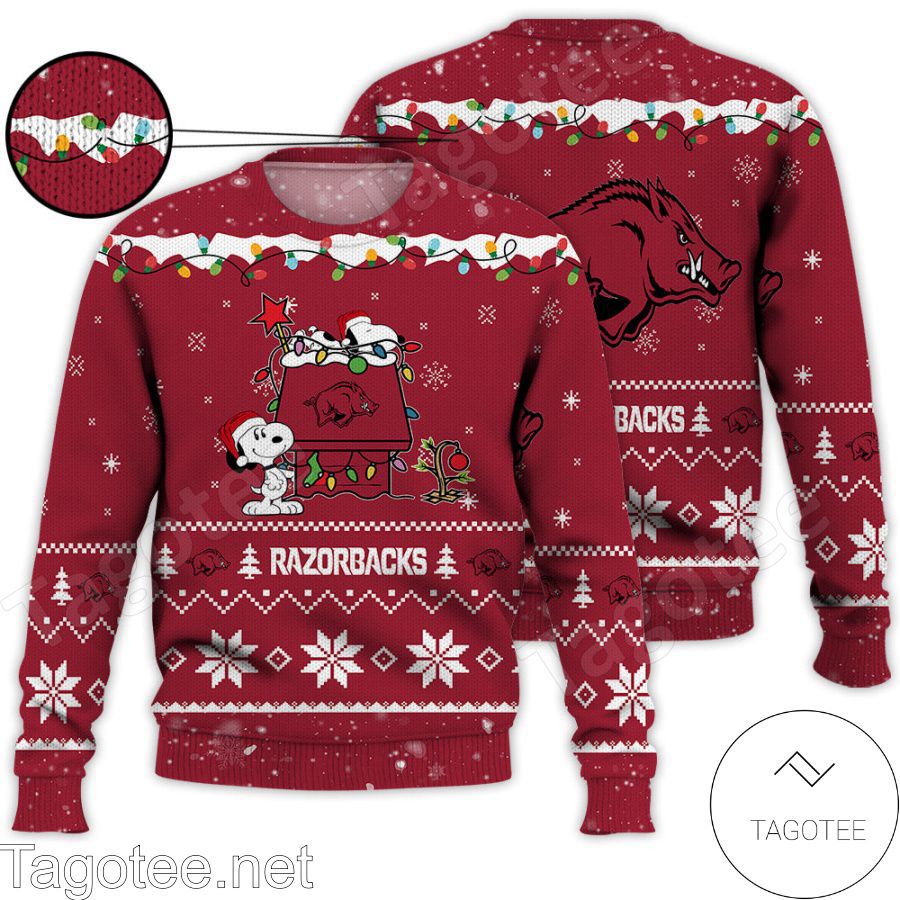 Arkansas Razorbacks Snoopy NCAA Ugly Christmas Sweater