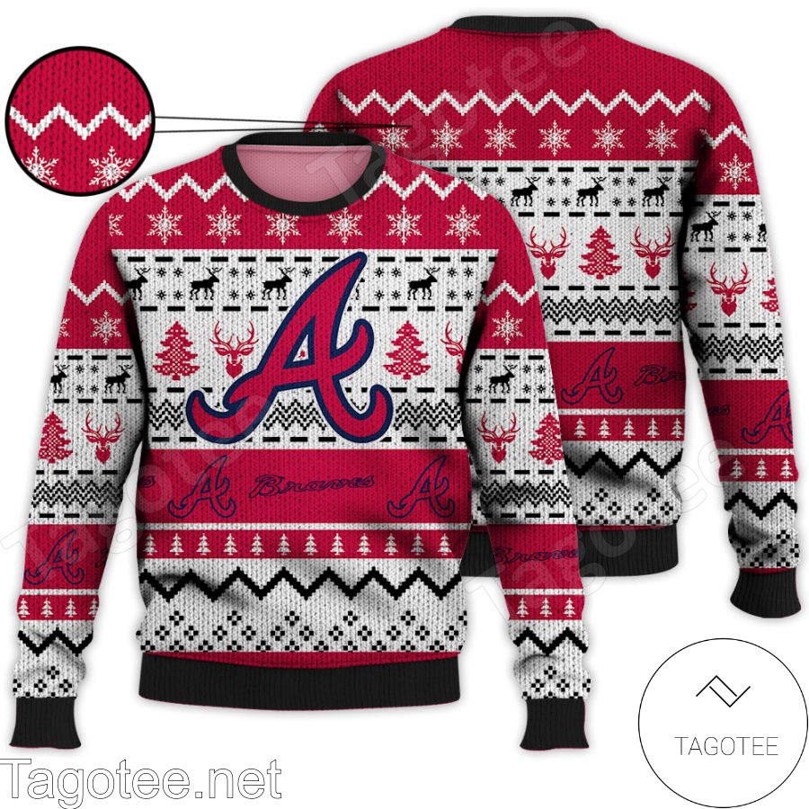 Atlanta Braves MLB Baseball Knit Pattern Ugly Christmas Sweater