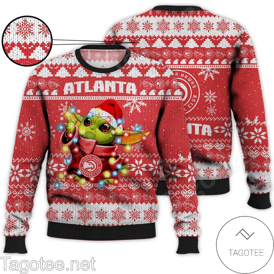 Atlanta Hawks Baby Yoda Star Wars NBA Ugly Christmas Sweater