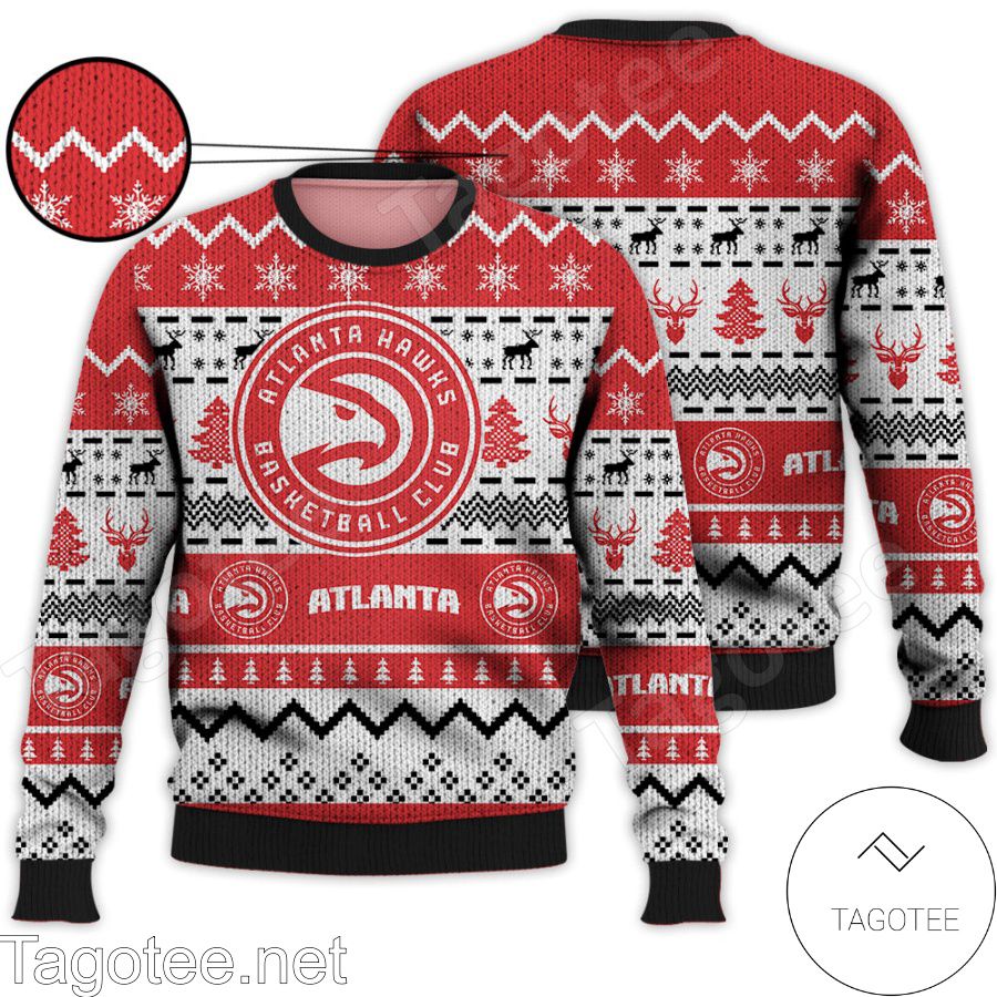 Atlanta Hawks NBA Basketball Knit Pattern Ugly Christmas Sweater