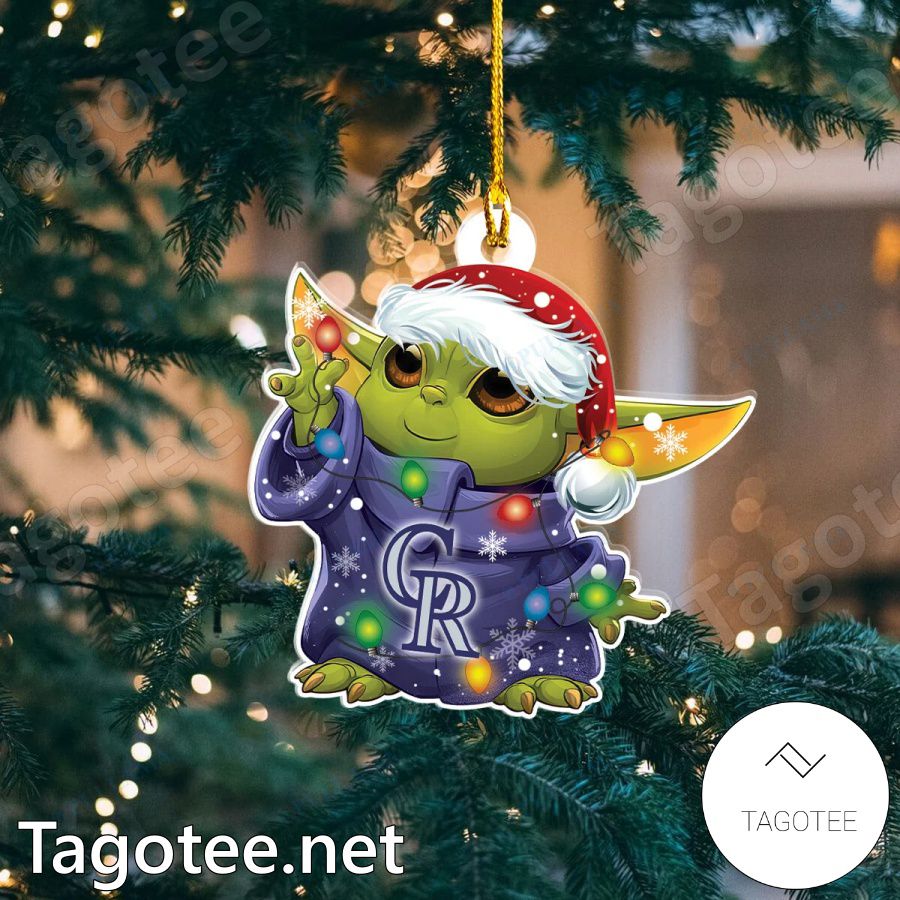 Baby Yoda Colorado Rockies Christmas Lights Ornament