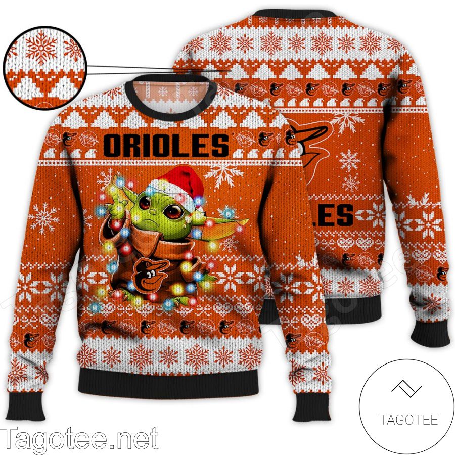 Baltimore Orioles Baby Yoda Star Wars MLB Ugly Christmas Sweater