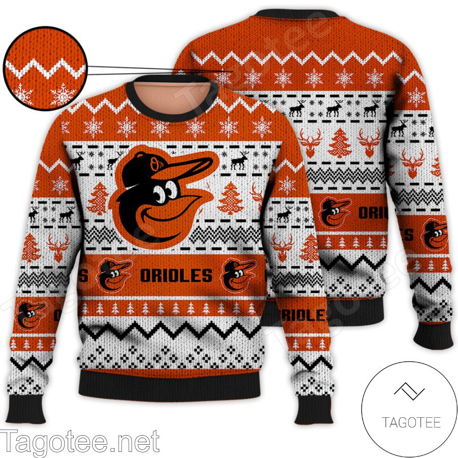 Baltimore Orioles MLB Baseball Knit Pattern Ugly Christmas Sweater