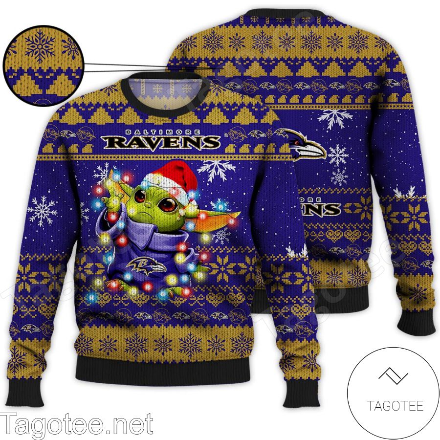 Baltimore Ravens Baby Yoda Star Wars NFL Ugly Christmas Sweater