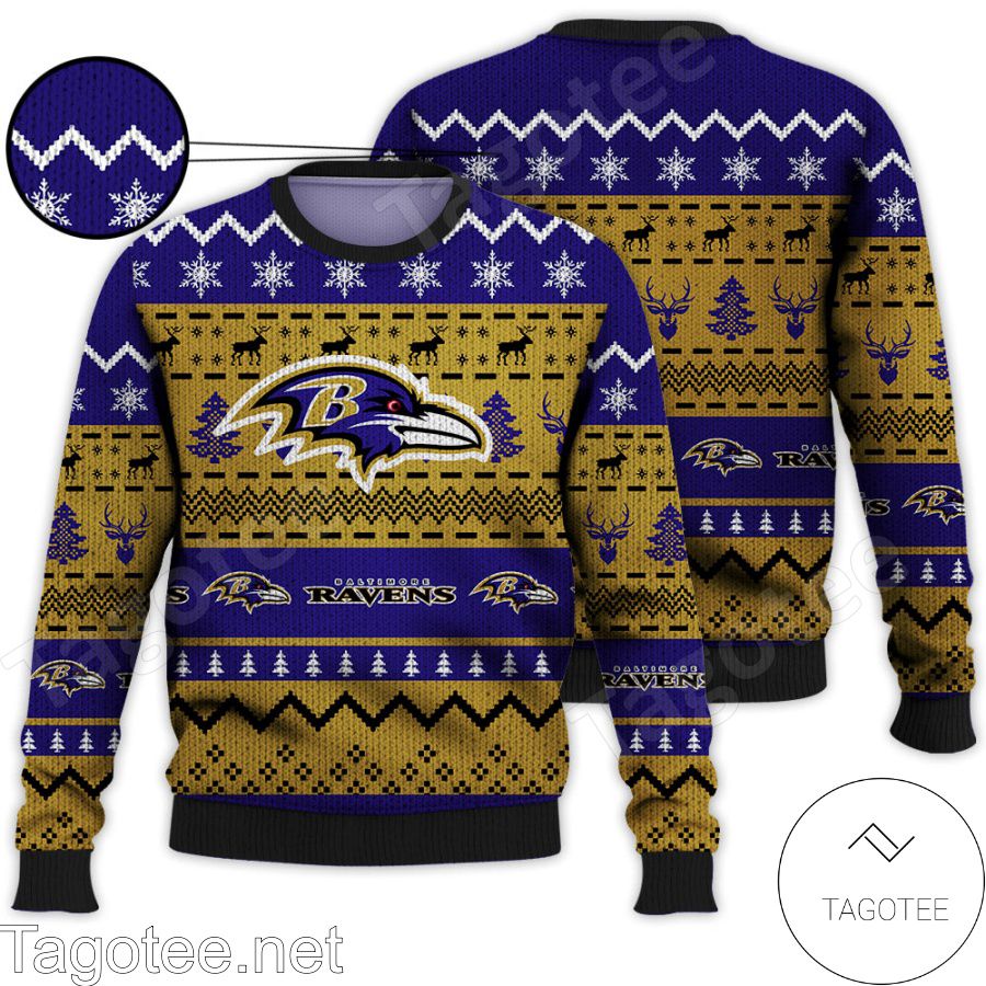 Baltimore Ravens NFL Football Knit Pattern Ugly Christmas Sweater