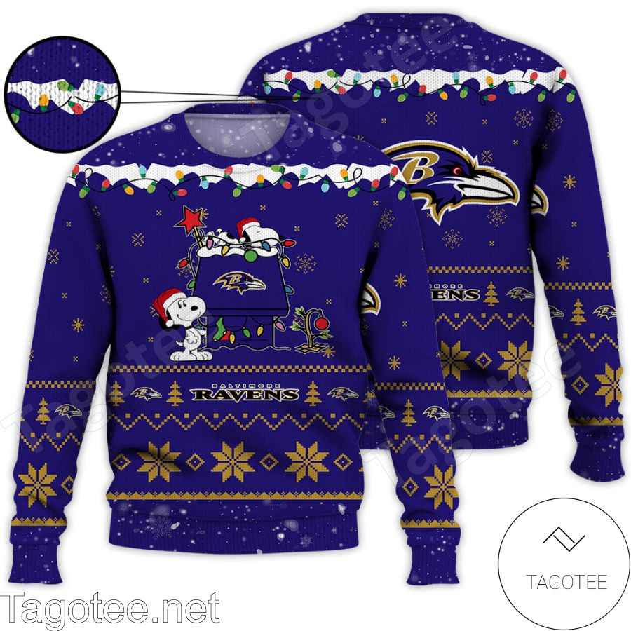 Baltimore Ravens Snoopy NFL Ugly Christmas Sweater