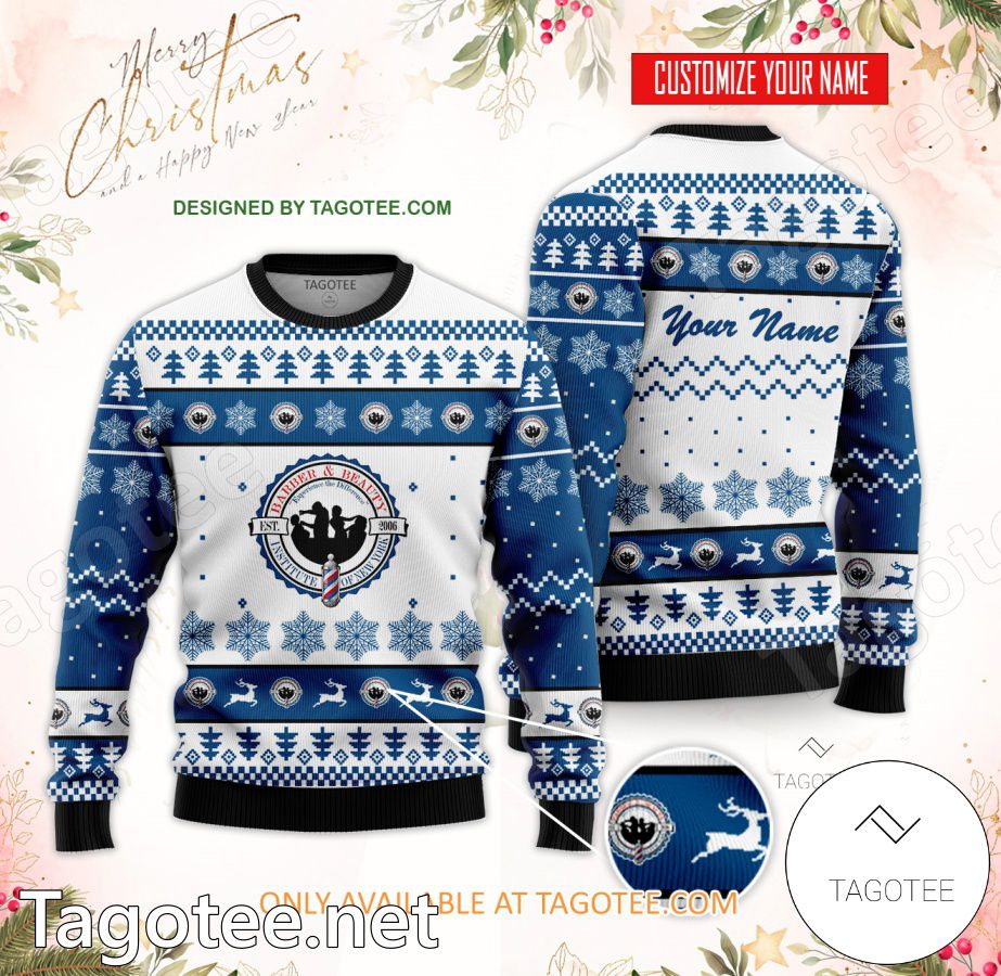 Barber & Beauty Institute of New York Custom Ugly Christmas Sweater - EmonShop