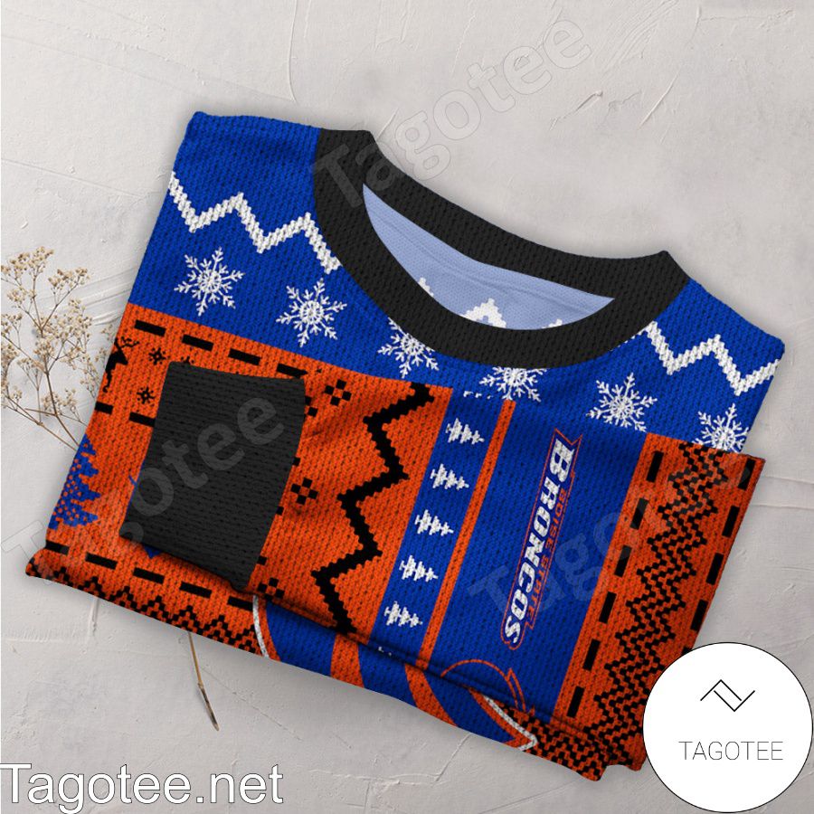 Boise State Broncos NCAA Football Knit Pattern Ugly Christmas Sweater a