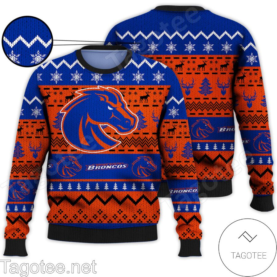 Boise State Broncos NCAA Football Knit Pattern Ugly Christmas Sweater