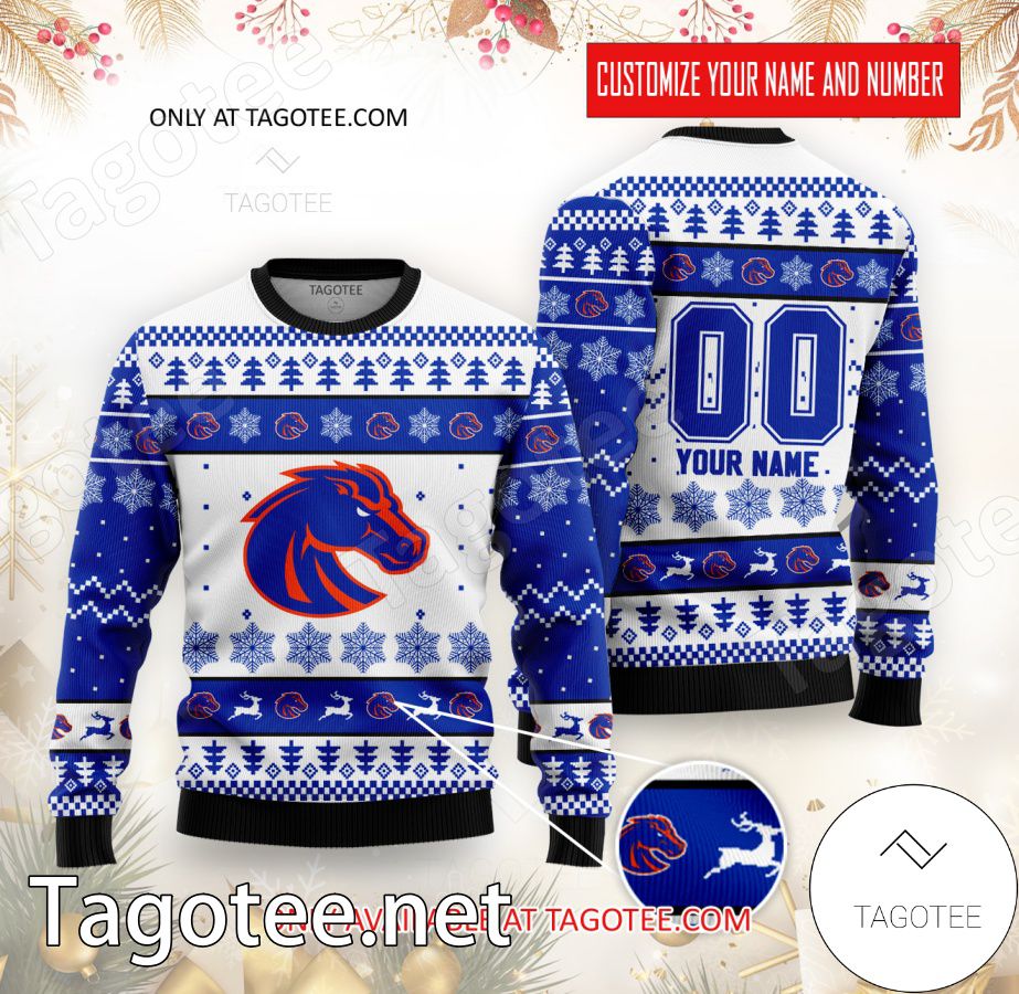 Boise State College Rugby Custom Ugly Christmas Sweater - BiShop