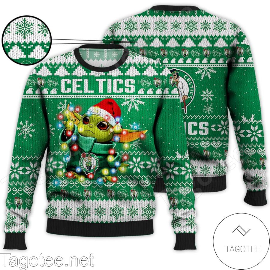 Boston Celtics Baby Yoda Star Wars NBA Ugly Christmas Sweater