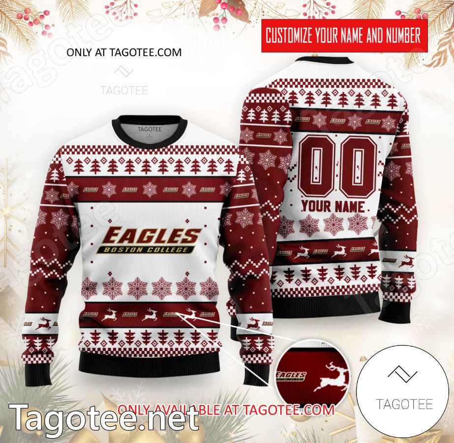 Boston College Eagles Hockey Custom Ugly Christmas Sweater - BiShop