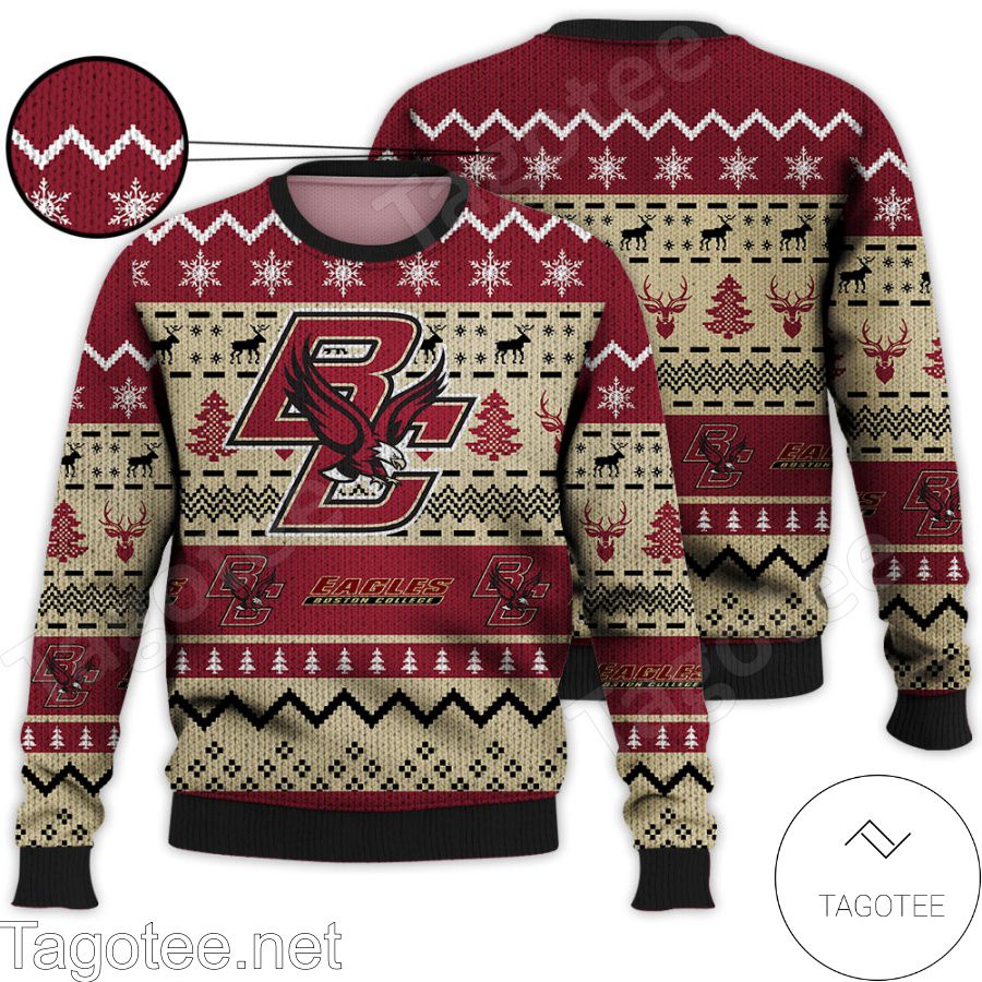 Boston College Eagles NCAA Football Knit Pattern Ugly Christmas Sweater